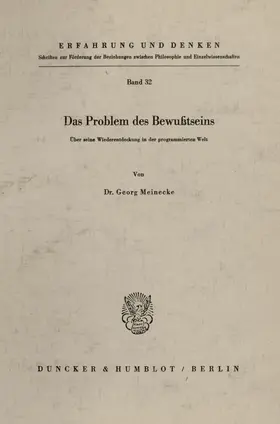 Meinicke / Meinecke |  Das Problem des Bewußtseins. | Buch |  Sack Fachmedien