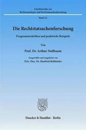 Nußbaum |  Die Rechtstatsachenforschung. | Buch |  Sack Fachmedien