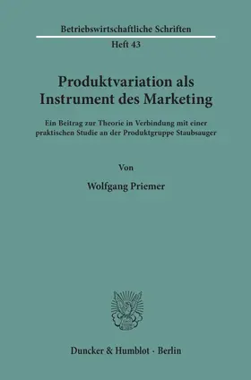 Priemer | Produktvariation als Instrument des Marketing. | Buch | 978-3-428-02110-9 | www.sack.de