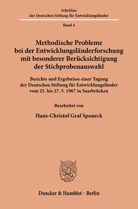 Sponeck | Methodische Probleme bei der Entwicklungsländerforschung mit besonderer Berücksichtigung der Stichprobenauswahl. | Buch | 978-3-428-02111-6 | www.sack.de