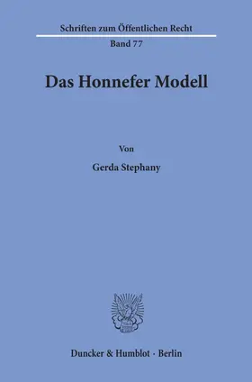 Stephany |  Das Honnefer Modell. | Buch |  Sack Fachmedien