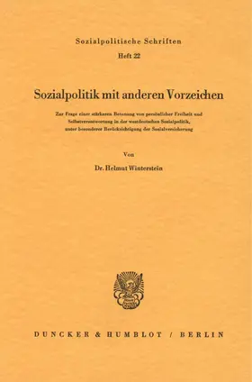 Winterstein |  Sozialpolitik mit anderen Vorzeichen. | Buch |  Sack Fachmedien
