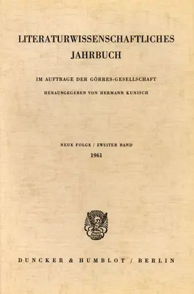 Kunisch |  Literaturwissenschaftliches Jahrbuch. | Buch |  Sack Fachmedien