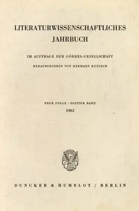 Kunisch |  Literaturwissenschaftliches Jahrbuch. | Buch |  Sack Fachmedien