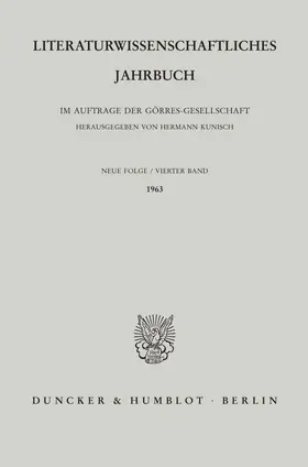 Kunisch |  Literaturwissenschaftliches Jahrbuch. | Buch |  Sack Fachmedien