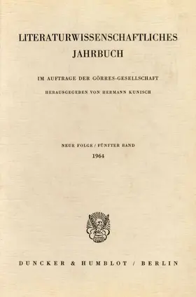 Kunisch |  Literaturwissenschaftliches Jahrbuch. | Buch |  Sack Fachmedien