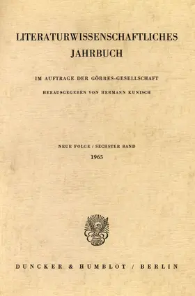 Kunisch |  Literaturwissenschaftliches Jahrbuch. | Buch |  Sack Fachmedien
