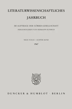 Kunisch |  Literaturwissenschaftliches Jahrbuch. | Buch |  Sack Fachmedien
