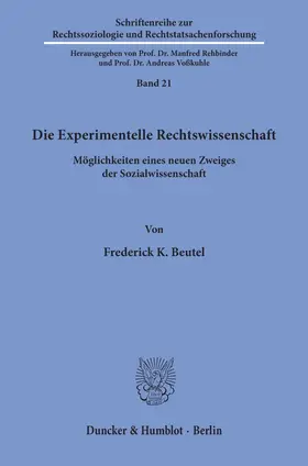 Beutel |  Die Experimentelle Rechtswissenschaft. | Buch |  Sack Fachmedien