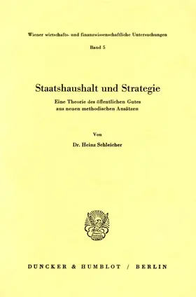 Schleicher |  Staatshaushalt und Strategie. | Buch |  Sack Fachmedien