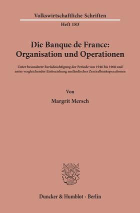 Mersch | Die Banque de France: Organisation und Operationen. | Buch | sack.de
