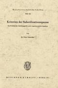 Schneider |  Kriterien der Subordinationsspanne. | Buch |  Sack Fachmedien