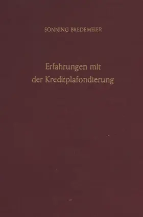 Bredemeier |  Erfahrungen mit der Kreditplafondierung. | Buch |  Sack Fachmedien