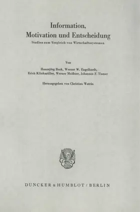 Watrin |  Information, Motivation und Entscheidung. | Buch |  Sack Fachmedien