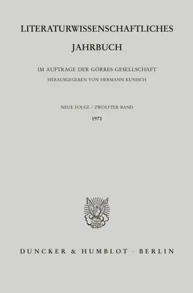 Kunisch |  Literaturwissenschaftliches Jahrbuch. | Buch |  Sack Fachmedien