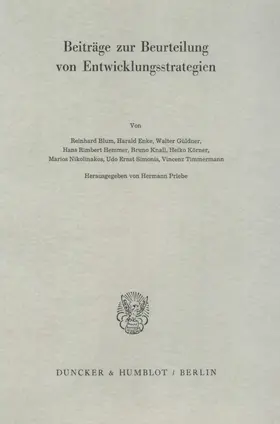 Priebe |  Beiträge zur Beurteilung von Entwicklungsstrategien. | Buch |  Sack Fachmedien