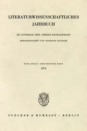Kunisch |  Literaturwissenschaftliches Jahrbuch. | Buch |  Sack Fachmedien