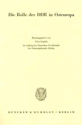 Leptin |  Die Rolle der DDR in Osteuropa. | Buch |  Sack Fachmedien