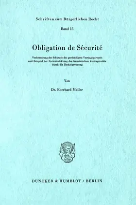 Meller |  Obligation de Sécurité. | Buch |  Sack Fachmedien