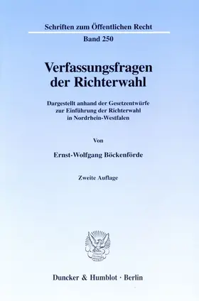 Böckenförde |  Verfassungsfragen der Richterwahl. | Buch |  Sack Fachmedien