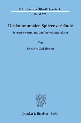 Geißelmann |  Die kommunalen Spitzenverbände. | Buch |  Sack Fachmedien