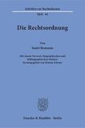 Romano / Schnur |  Die Rechtsordnung. | Buch |  Sack Fachmedien