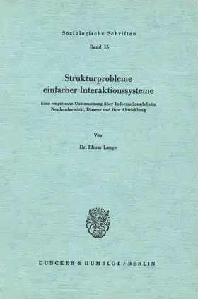 Lange |  Strukturprobleme einfacher Interaktionssysteme. | Buch |  Sack Fachmedien