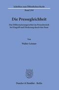 Leisner |  Die Pressegleichheit. | Buch |  Sack Fachmedien