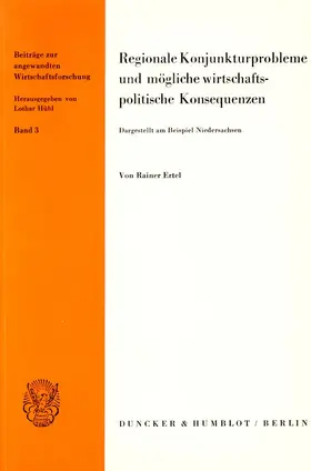 Ertel |  Regionale Konjunkturprobleme und mögliche wirtschaftspolitische Konsequenzen. | Buch |  Sack Fachmedien