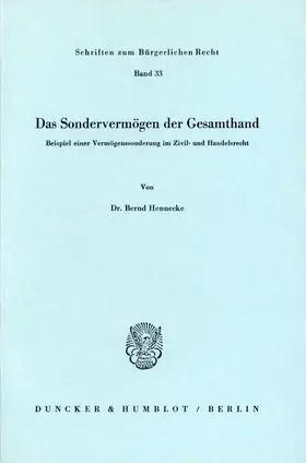 Hennecke |  Das Sondervermögen der Gesamthand. | Buch |  Sack Fachmedien