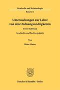 Mattes |  Untersuchungen zur Lehre von den Ordnungswidrigkeiten. | Buch |  Sack Fachmedien