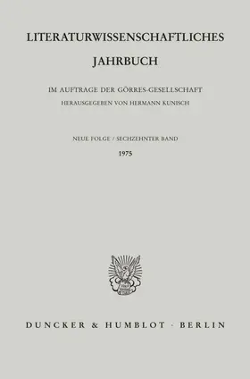 Kunisch |  Literaturwissenschaftliches Jahrbuch. | Buch |  Sack Fachmedien