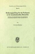 Brodersen |  Rechnungsprüfung für das Parlament in der konstitutionellen Monarchie. | Buch |  Sack Fachmedien