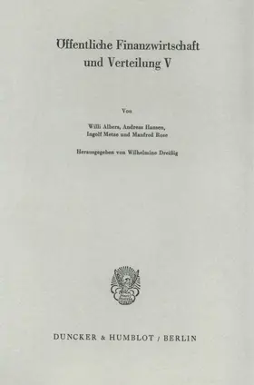 Dreißig |  Öffentliche Finanzwirtschaft und Verteilung V. | Buch |  Sack Fachmedien