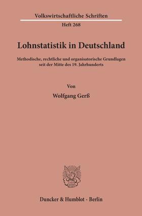 Gerß |  Lohnstatistik in Deutschland. | Buch |  Sack Fachmedien
