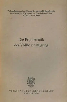 Albrecht |  Die Problematik der Vollbeschäftigung. | Buch |  Sack Fachmedien