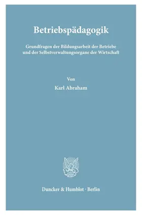 Abraham |  Betriebspädagogik. | Buch |  Sack Fachmedien