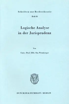 Weinberger |  Logische Analyse in der Jurisprudenz. | Buch |  Sack Fachmedien
