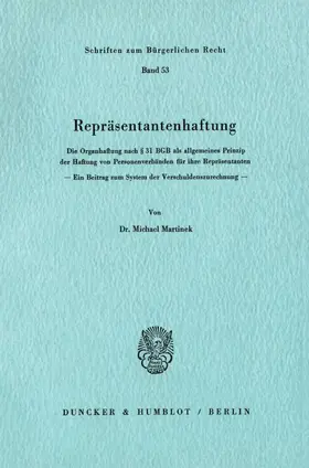 Martinek |  Repräsentantenhaftung. | Buch |  Sack Fachmedien