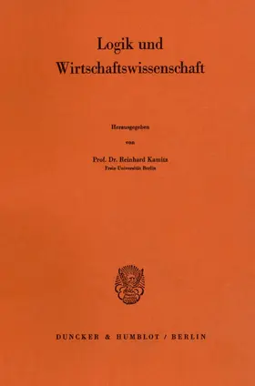 Kamitz |  Logik und Wirtschaftswissenschaft. | Buch |  Sack Fachmedien