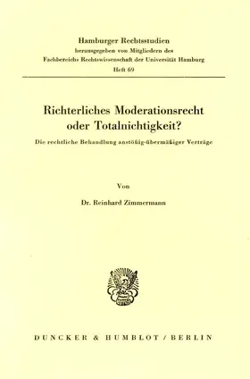 Zimmermann |  Richterliches Moderationsrecht oder Totalnichtigkeit? | Buch |  Sack Fachmedien