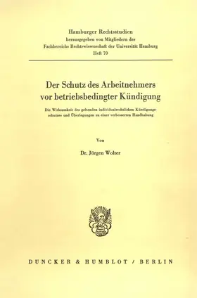 Wolter |  Der Schutz des Arbeitnehmers vor betriebsbedingter Kündigung. | Buch |  Sack Fachmedien