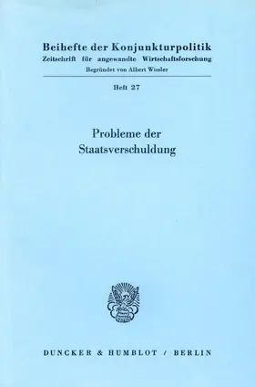  Probleme der Staatsverschuldung. | Buch |  Sack Fachmedien