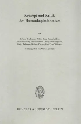 Clement |  Konzept und Kritik des Humankapitalansatzes. | Buch |  Sack Fachmedien