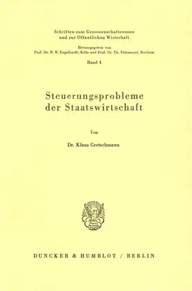 Gretschmann |  Steuerungsprobleme der Staatswirtschaft. | Buch |  Sack Fachmedien