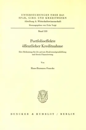 Francke | Portfolioeffekte öffentlicher Kreditnahme. | Buch | 978-3-428-04947-9 | www.sack.de