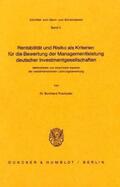 Poschadel |  Rentabilität und Risiko als Kriterien für die Bewertung der Managementleistung deutscher Investmentgesellschaften | Buch |  Sack Fachmedien