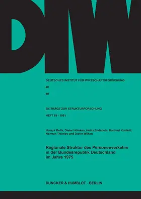  Regionale Struktur des Personenverkehrs in der Bundesrepublik Deutschland im Jahre 1975 | Buch |  Sack Fachmedien