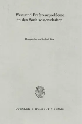 Tietz |  Wert- und Präferenzprobleme in den Sozialwissenschaften. | Buch |  Sack Fachmedien