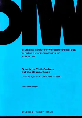 Vesper | Staatliche Einflußnahme auf die Baunachfrage. | Buch | 978-3-428-05060-4 | sack.de